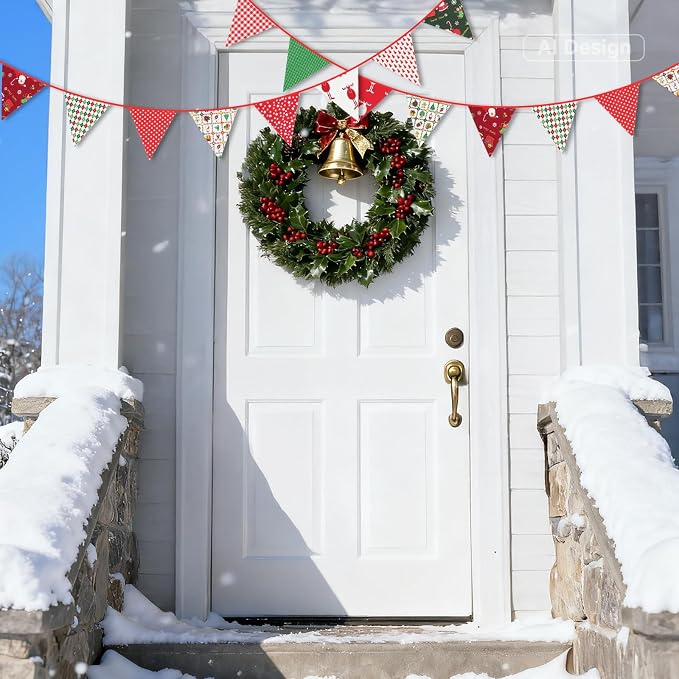 G2PLUS Christmas Triangle Bunting Banner, 39Ft Cotton Pennant Banner, Reusable - Image 6