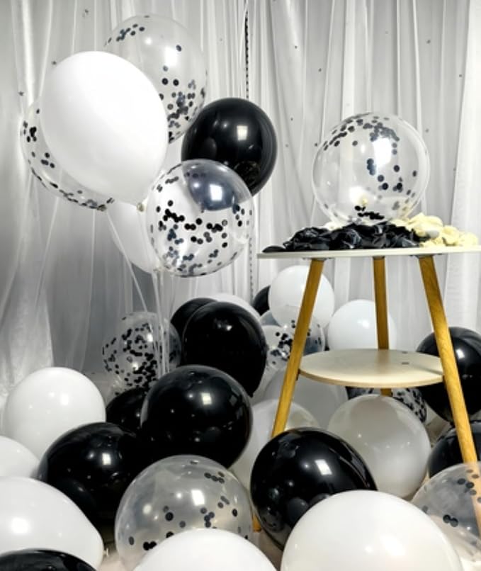 300 Pack Black and White Balloons 12 Inch Black Confetti Balloon - Image 6