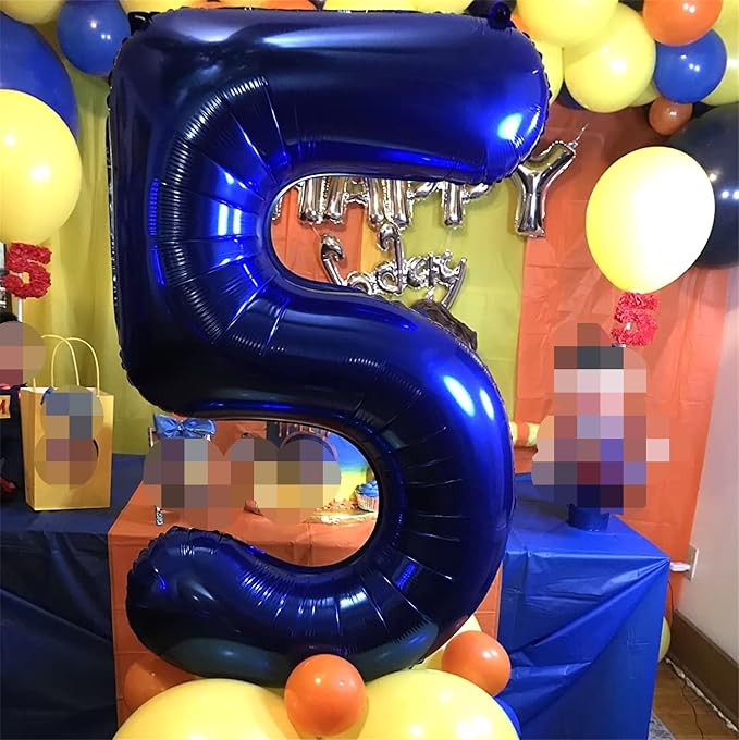 Navy Blue Foil Balloon Number 4, Large Dark Blue Number 4 Helium Balloon - Image 5