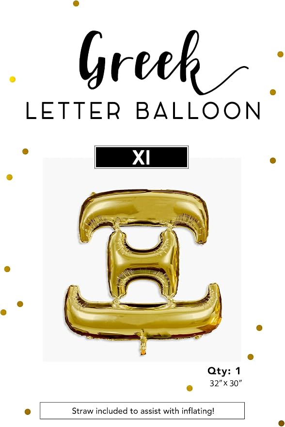 Xi - Greek Letter Balloon - Large 32" x 30" Gold Foil Balloon - Image 2