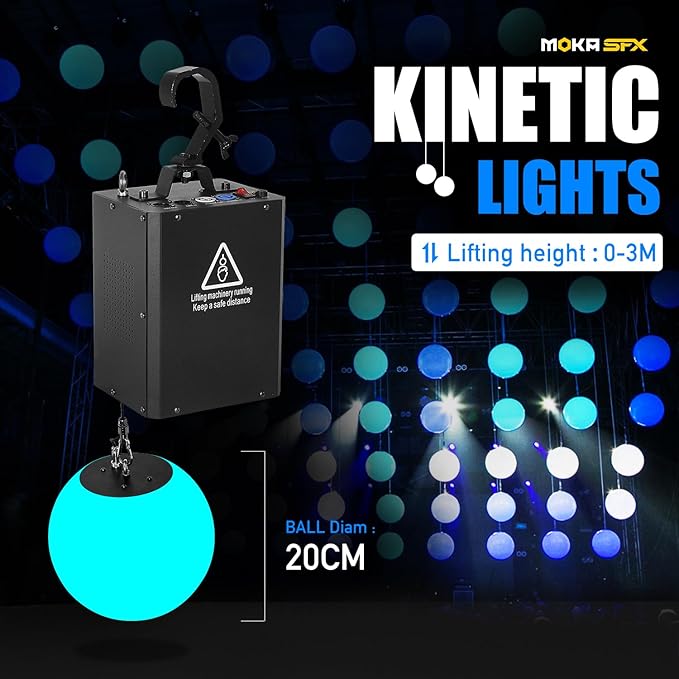 3D LED Light Lifting System DMX RGB LED Light Lift Ball Wave Effect Winch Colorful Kinetic Stage Light Ball for DJ Disco