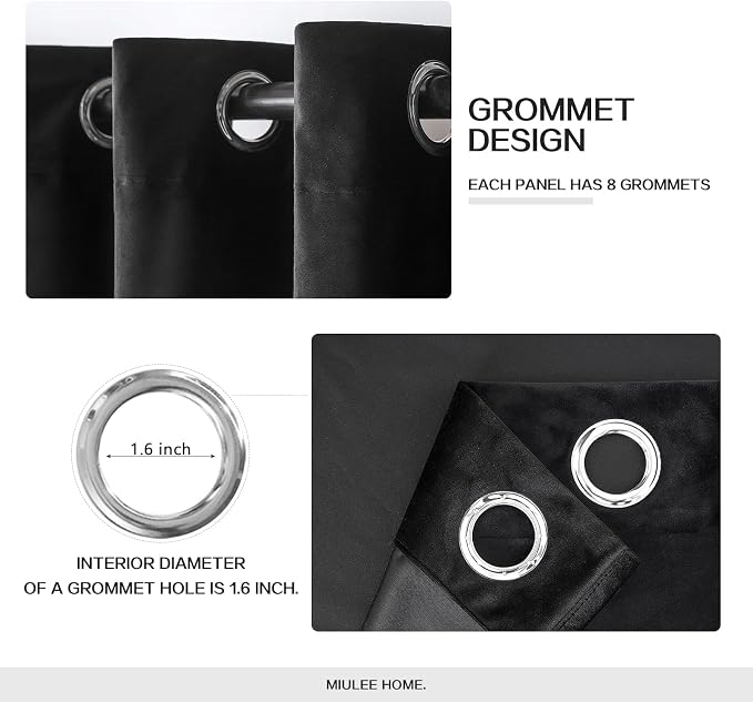 MIULEE Velvet Curtains Halloween Black 52 x 108 Inch Length Set of 2 | Extra - Image 2