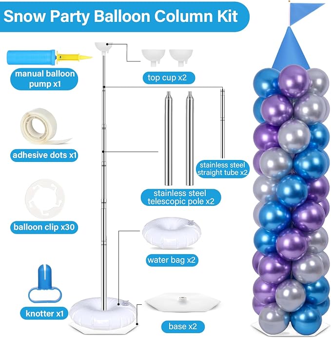 2 Sets Blue Princess Castle Balloon Column Stand Kit - Image 2