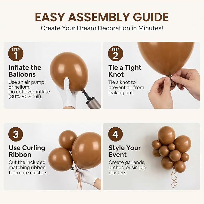40 Pcs Light Brown Balloons 12 Inch, Boho Neutral Tan Coffee Latex Balloon | - Image 4
