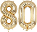 Champagne Gold Large Number 80 Balloon, 40 Inch Light Gold Foil Helium Number by AIQINHU
