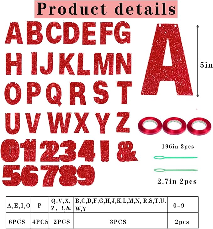 116 Pcs DIY Glitter Customizable Banner Kit Custom Banner Including 111 Letters - Image 2