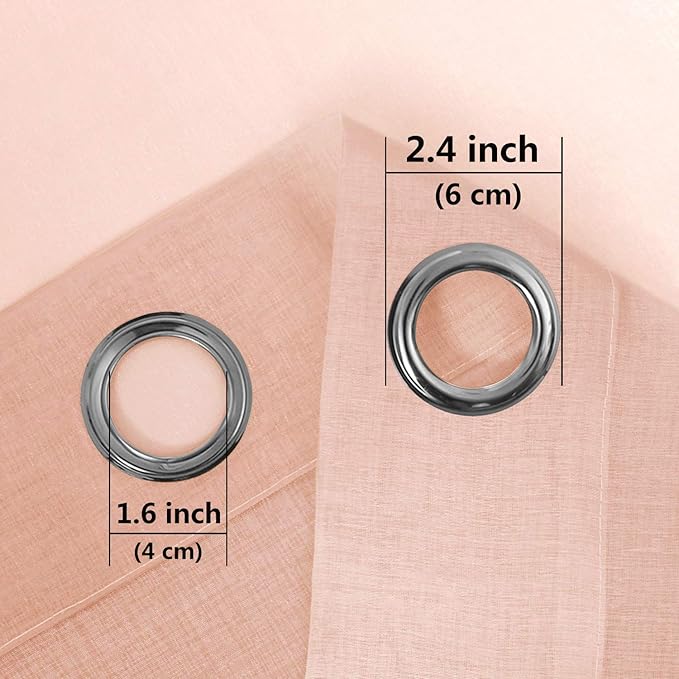 DWCN Blush Pink Faux Linen Ombre Sheer Curtains - Image 5