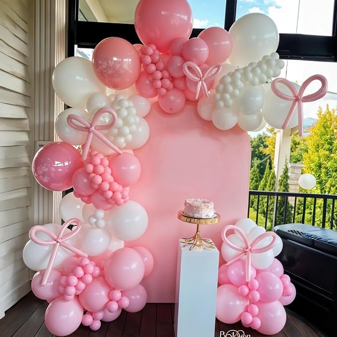 Pink and White Balloon Arch Kit, Baby Pink Clear Long Balloons - Image 4
