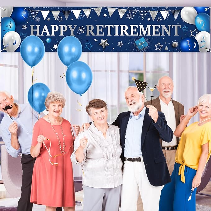 Blulu 2026 Retirement Banner Sign Horizontal Large Fabric Retirement Yard Sign - Image 4