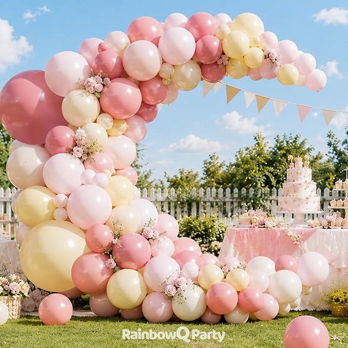 RainbowQ 165 Pcs Pink and Yellow Balloons Arch Kit Different Sizes Garland | - Image 2