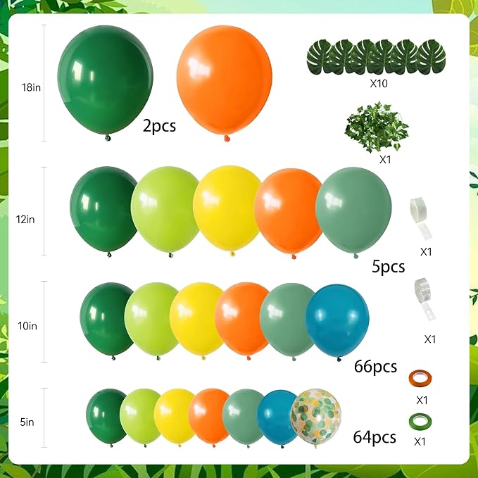 142pcs Dinosaur Balloon Arch Kit, Birthday Shower Party Decor - Image 2
