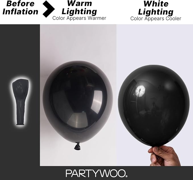 PartyWoo Black Balloons 145pcs Different Sizes of 18 12 10 5 Inch | Balloons - Image 3