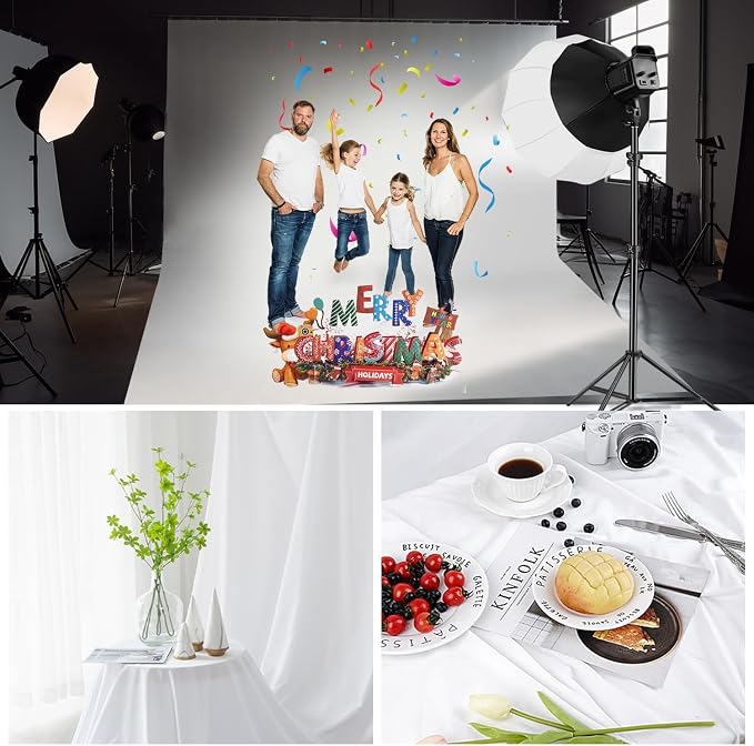 JINSUI White Backdrop Curtain for Photoshoot, Large Fabric 10x20 ft | Thick - Image 2