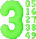 40IN Fluorescent Green Number 3 Balloons Glow In The Dark Green Balloon | by YOIOZAIZAI