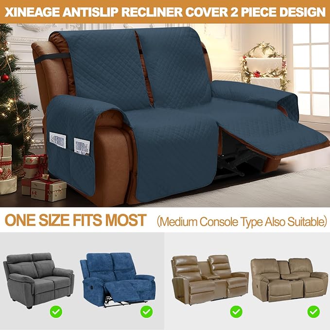 XINEAGE Water Resistant Recliner Cover, 2 Seat Loveseat Covers - Image 5