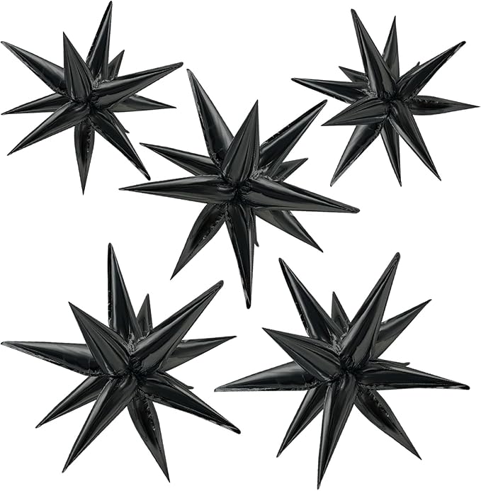 Star Balloons 60Pcs Black Balloon 12 Spike Foil Balloons Explosion Mylar Cone by BOMSI