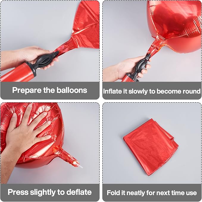 PartyWoo Red Large Round Giant 4D Jumbo Inflatable Foil Balloons 6pcs | 22 Inch - Image 5