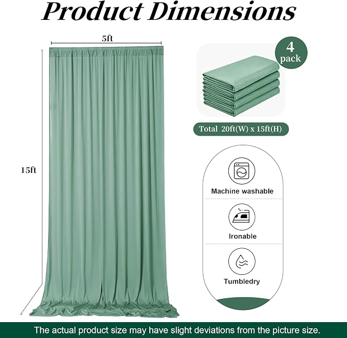 20ft x 15ft Grayish Green Backdrop Curtains - Image 7