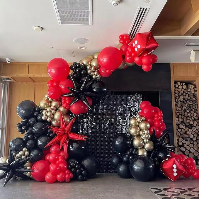 153Pcs Red and Black Gold Balloons Garland Arch Kit - Image 5