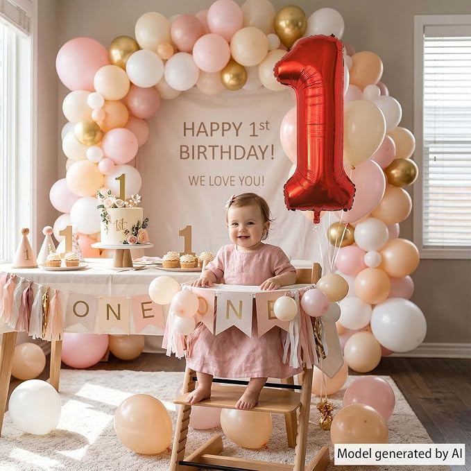 Red Number 1 Balloon 40 Inch, Foil Numeral - Image 2
