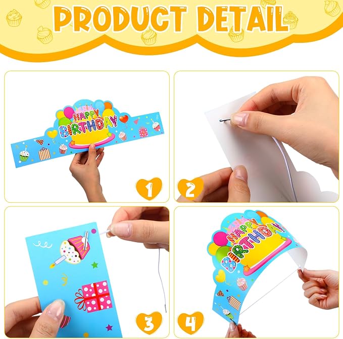Yunsailing 36 Pcs Happy Birthday Crowns - Image 3