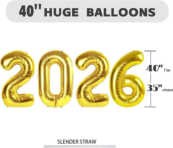2026 Balloon 40 inch Gold Number Balloons - Image 5