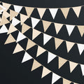 Champagne Gold Beige White Party Pennant Banner Flag Hanging Glitter Paper by pinkblume