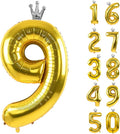 Gold Number 9 Balloon with Crown, 40 inch Gold Number Balloon 9th Birthday by Yeodong