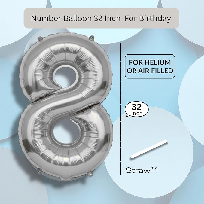 Green Number Balloon 8 Mylar Foil Balloons 32 inch - Image 8