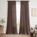 Cappuccino Linen Curtains for Living Room 100 Inches Long Light Filtering Semi by Nanspring