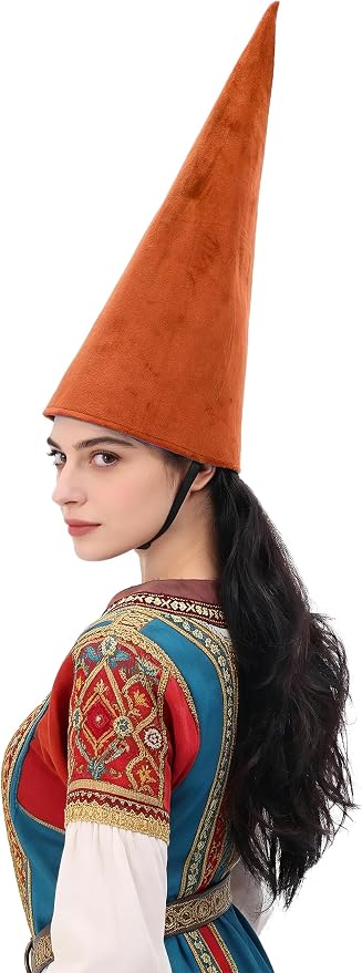 Medieval Pointed Cone Hat Renaissance Dwarf Elf Headwear - Image 3