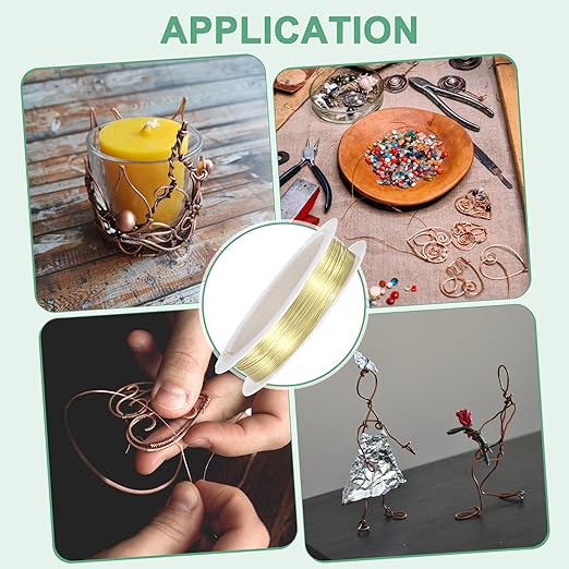 0.5 mm/24 Gauge Copper Wire for Jewelry Making, 20.3FT Copper Beading Craft Wire for Jewelry/Weaving/DIY Crafting/Planting, Color-Retaining [6.2M, Light Golden]