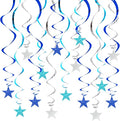 BEISHIDA Blue Blue Silver Pre-Strung Glitter Stars Hanging Swirls Hanging by Beishida