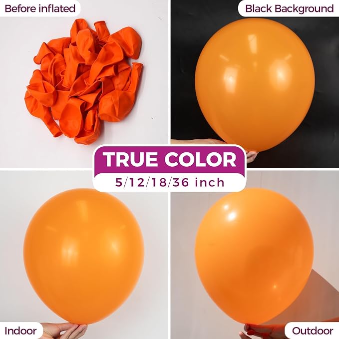 Bezente Orange Giant Latex Round Balloons 36 Inch 8 Pack | Large Light Orange - Image 2