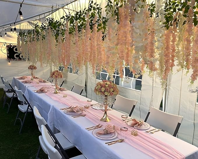 Artificial Wisteria Hanging Flowers Fake Wisteria Flower Garland Silk Vines - Image 3