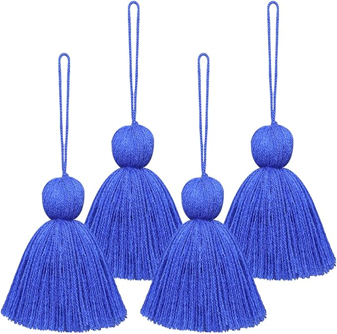 Big Size 4 PCS Tassels for Crafts, Handmade Hanging for Pillow Decor, Blanket by NINGYOHI