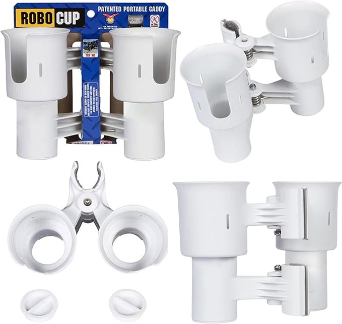 Patented Clamp On Boat Cup Holder |Multifunction Dual Drink Caddy - Image 3