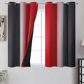 Ombre Red and Black Curtains 45 Inch Length 2 Panels, 100% Blackout Curtains by ESTELARTEXTILER