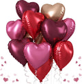 Wine Red Heart Balloons, 18 Inch 12 Pcs Burgundy Red and Pink Foil Heart by TAOYE