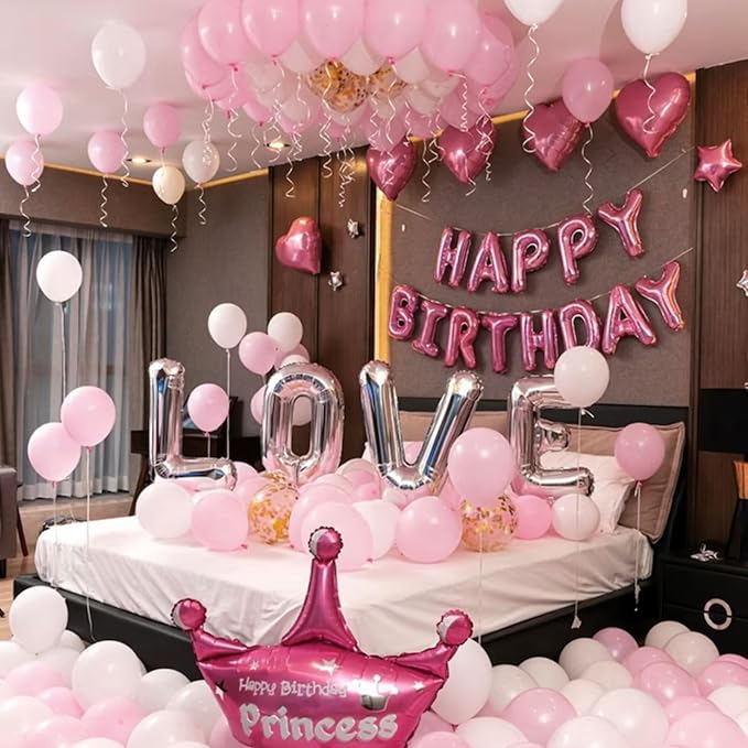 Happy Birthday Balloon Banner, 16 Inch Light Pink Mylar Foil Letter Balloons - Image 5