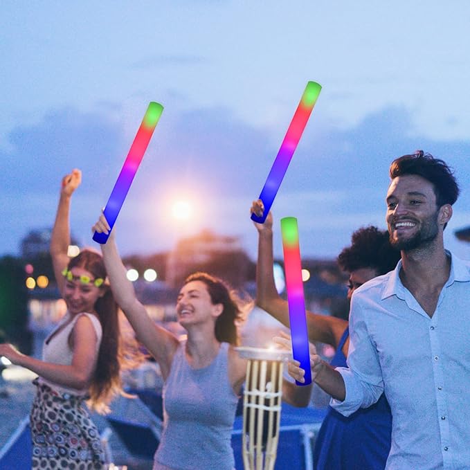 LifBetter 192 Pcs Foam Glow Sticks Bulk,Led Glow Sticks with 3 Modes Colorful Flashing,Long Life Battery Glow In The Dark Party Supplies for Weddings,Parties,Festivals,Sporting Events