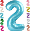 2 Balloon Numbers Birthday Decorations, 40In Pearl Blue Balloons by Mluchee