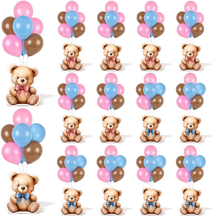 12 Sets Bear Balloon Stand Kit for Table Bear Baby Shower Centerpieces for by Unknown