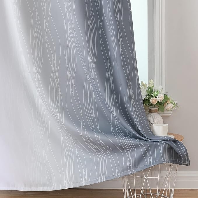 Grey and Grayish White Blackout Curtains 108 Inches Long, Thermal Insulated - Image 6