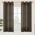 YoungsTex Dark Brown Linen Semi Sheer Curtains 45 Inches Length by YoungsTex