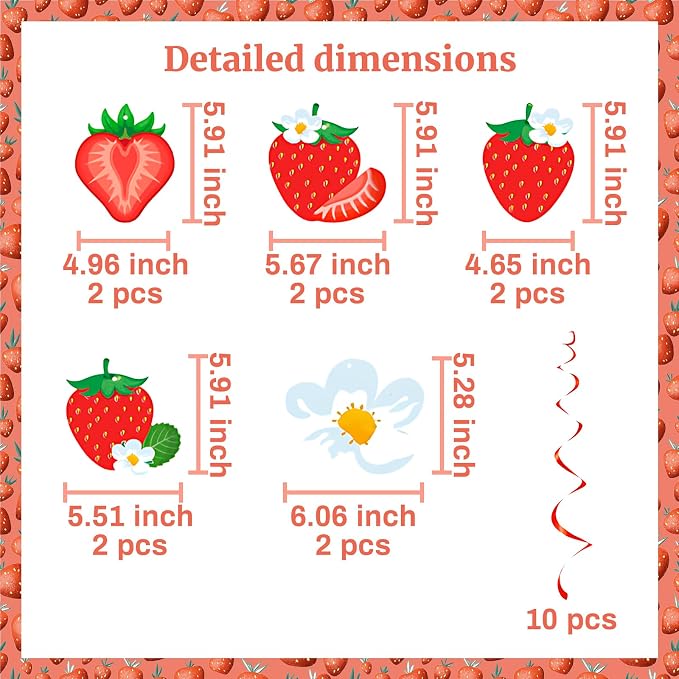 MEETINGU Strawberry Happy Birthday Banner, Party Decoration Set - Image 3