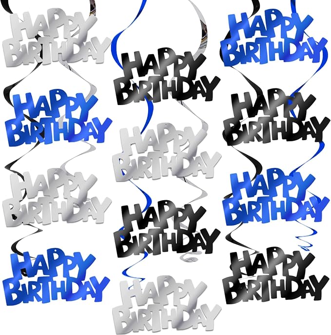 BEISHIDA 12 Pcs Happy Birthday Hanging Swirl Decorations, Men Boys Birthday by Beishida