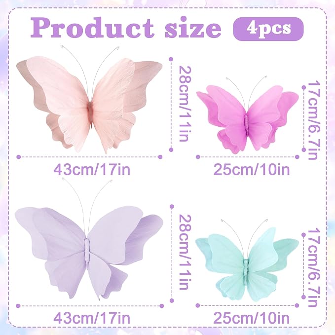3D Hanging Butterfly Decorations, Butterfly Birthday Party Decorations - Image 2