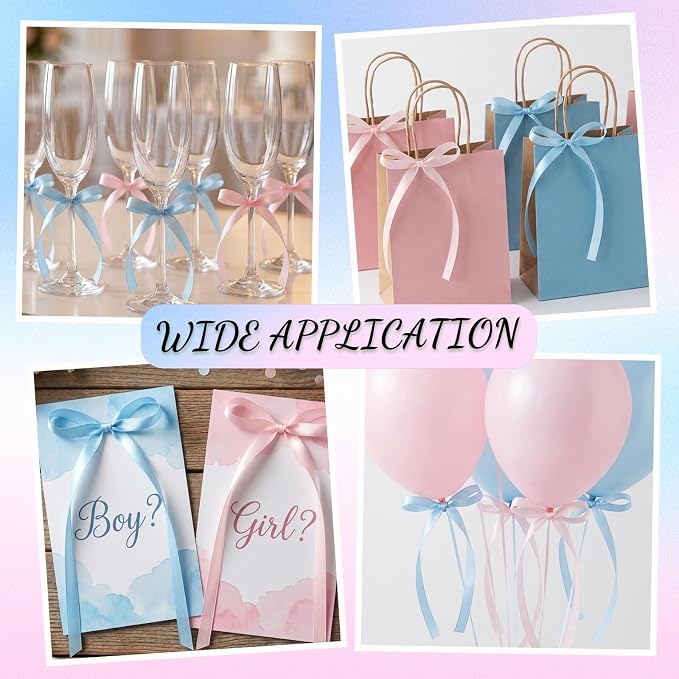30 Pack Pink Blue Bow Cake Toppers Ribbon Bows - Image 6