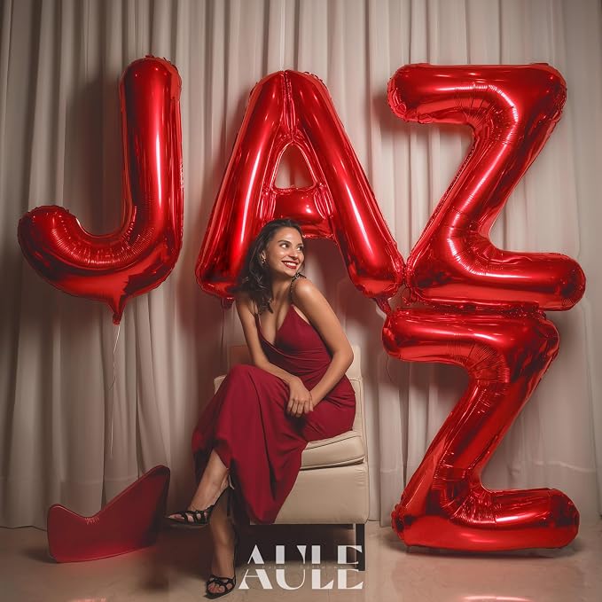 AULE 40 Inch Red J Balloon Letter Foil A-Z Birthday Big Alphabet | Birthday - Image 2